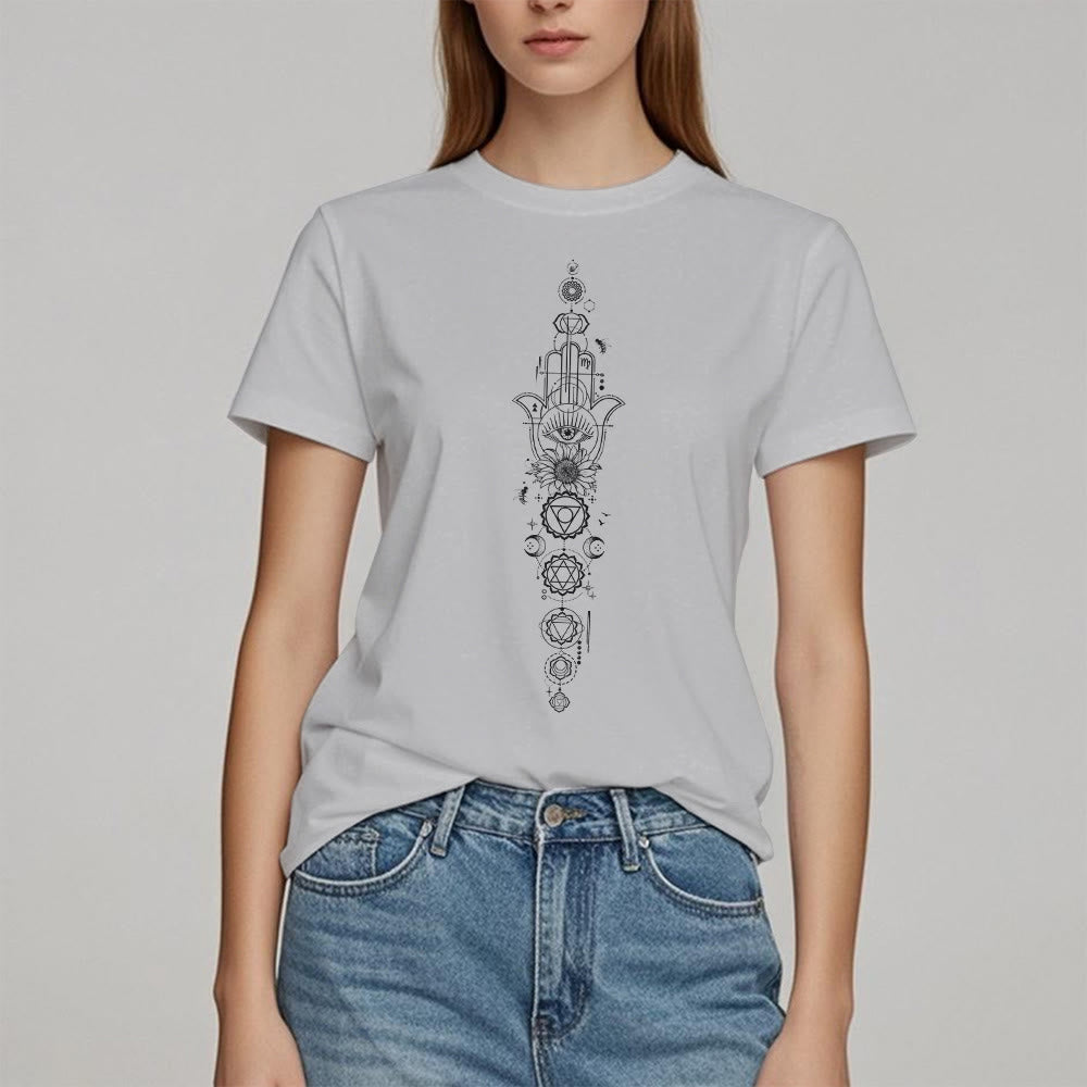 Olivenorma Hamsa Evil Eye Chakra Schutz Meditation T-Shirt