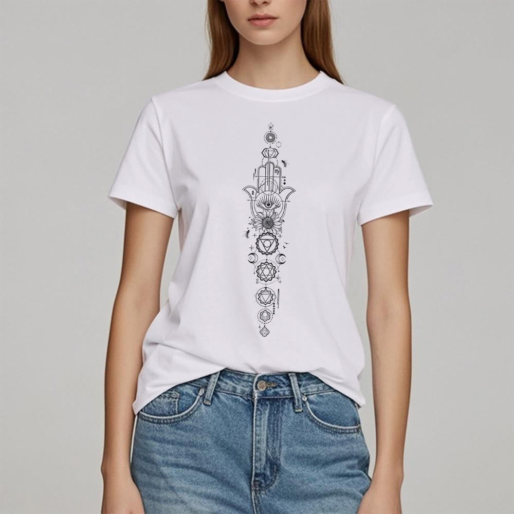 Olivenorma Hamsa Evil Eye Chakra Schutz Meditation T-Shirt