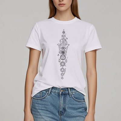 Olivenorma Hamsa Evil Eye Chakra Schutz Meditation T-Shirt