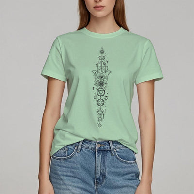 Olivenorma Hamsa Evil Eye Chakra Schutz Meditation T-Shirt