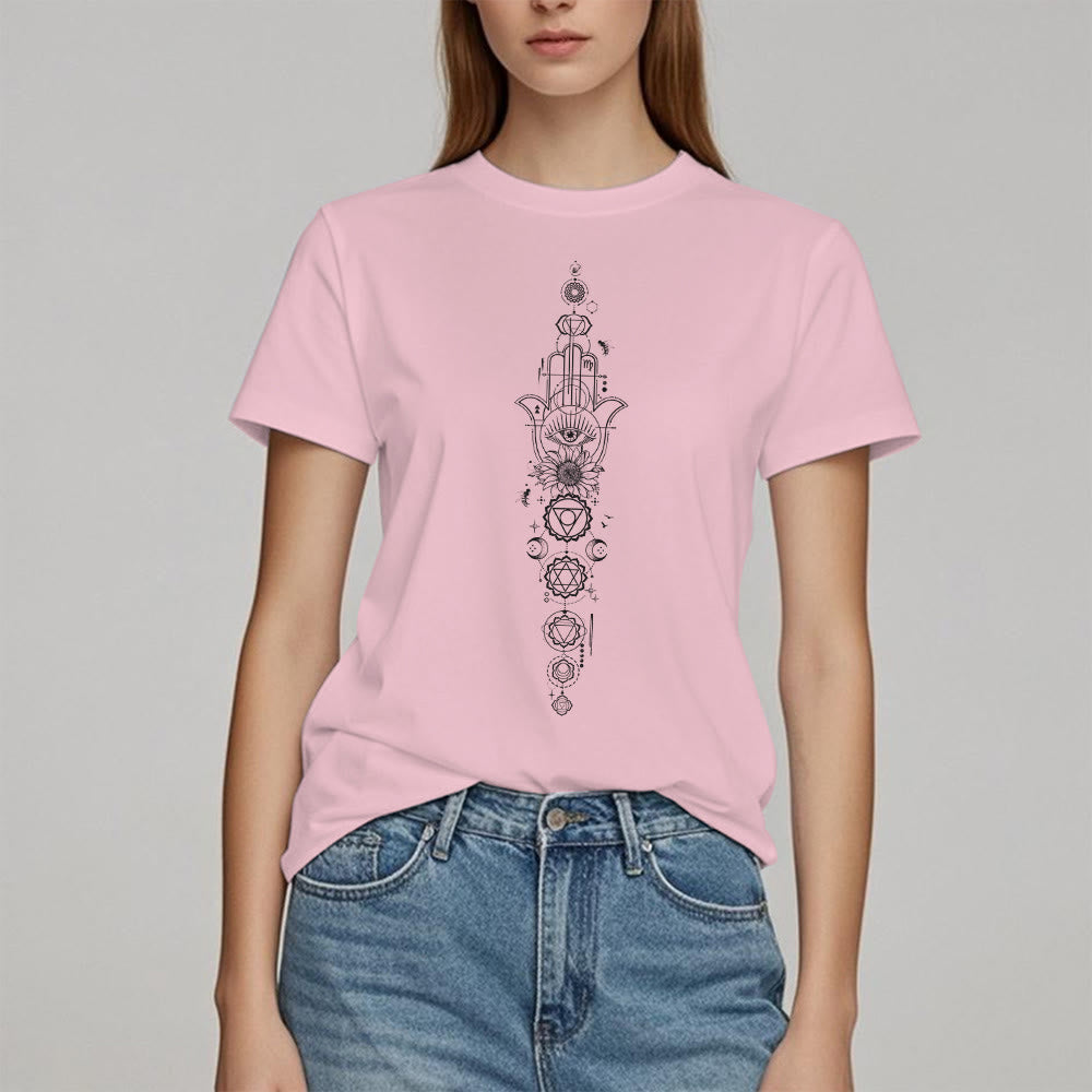 Olivenorma Hamsa Evil Eye Chakra Schutz Meditation T-Shirt