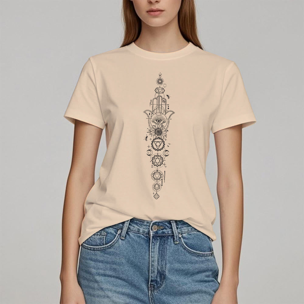 Olivenorma Hamsa Evil Eye Chakra Schutz Meditation T-Shirt