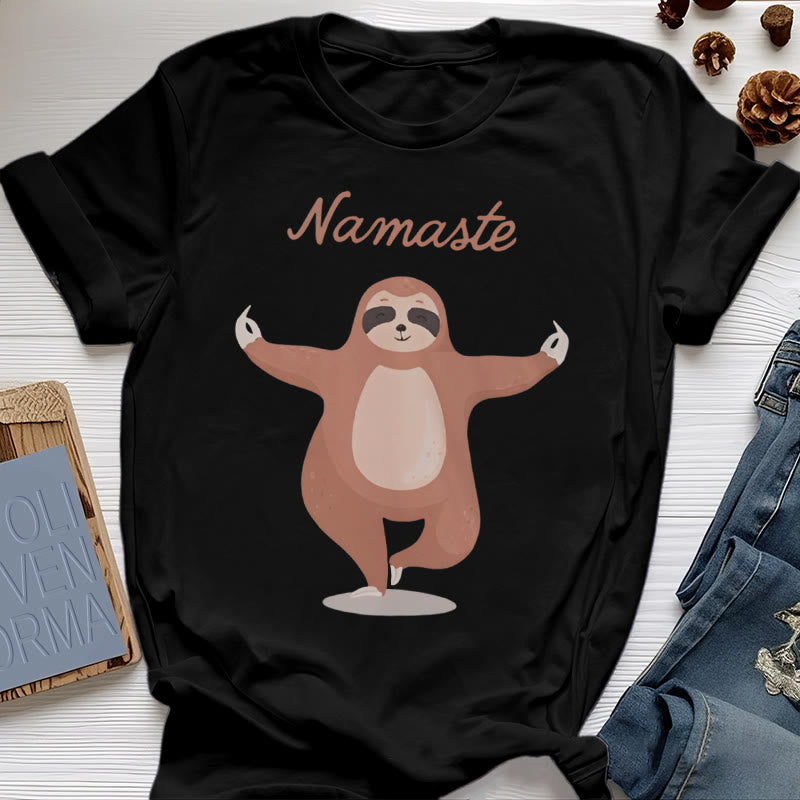 Olivenorma Yoga Faultier Zitat Namaste T-Shirt
