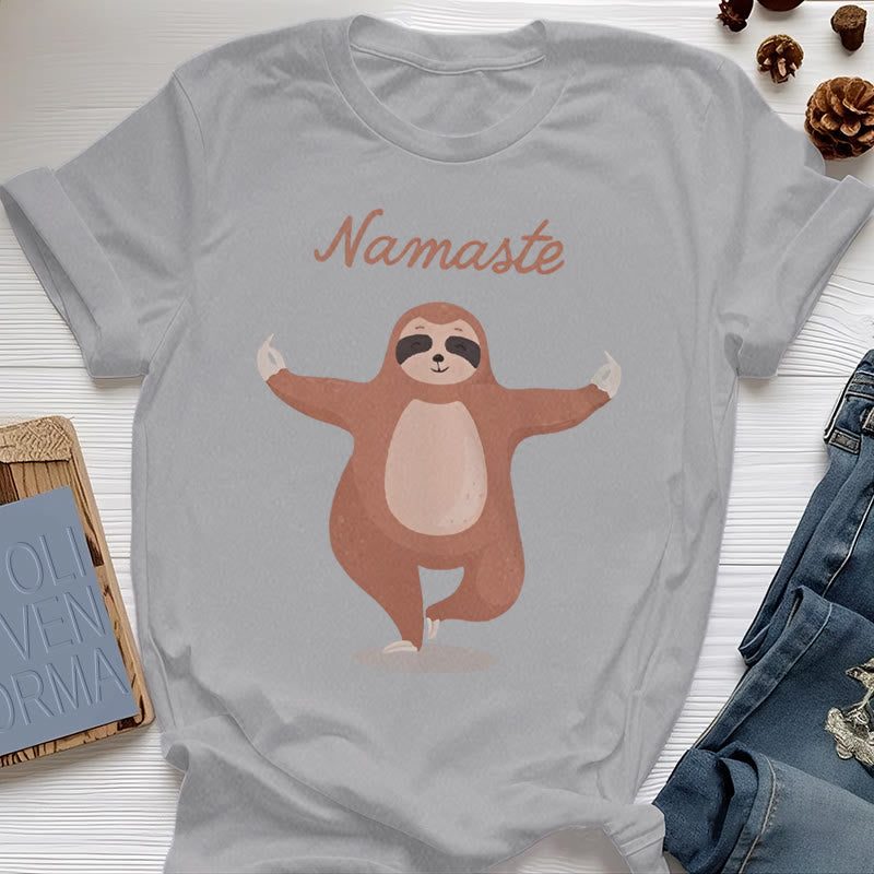 Olivenorma Yoga Faultier Zitat Namaste T-Shirt