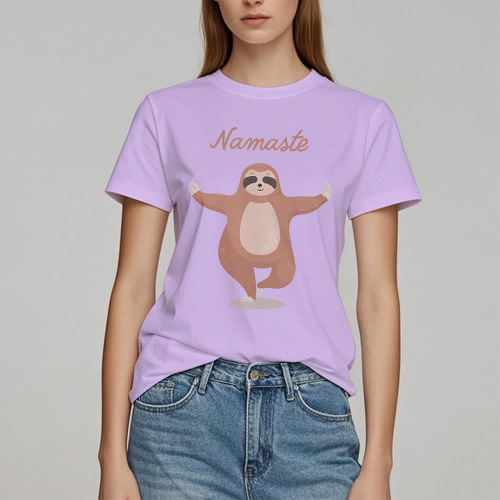 Olivenorma Yoga Faultier Zitat Namaste T-Shirt