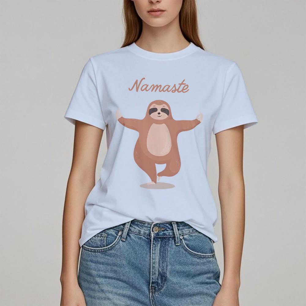 Olivenorma Yoga Faultier Zitat Namaste T-Shirt