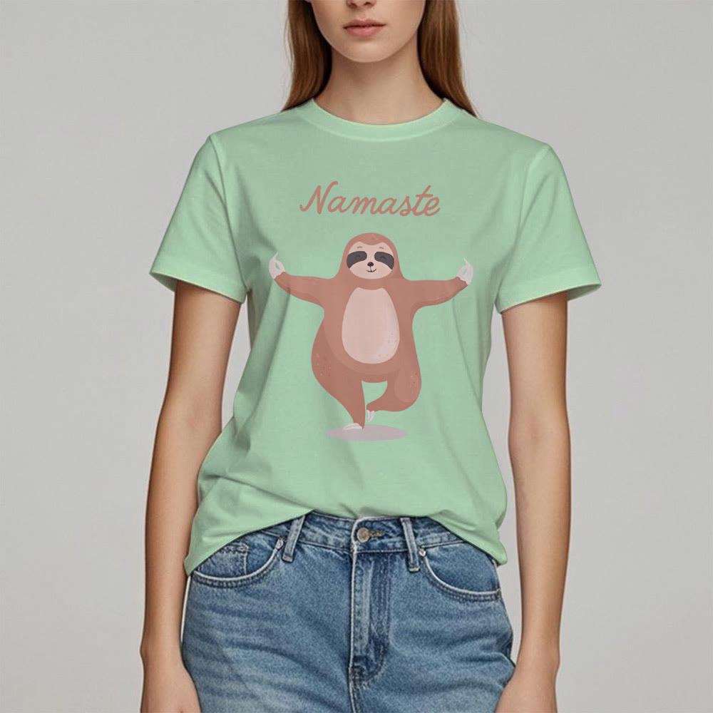 Olivenorma Yoga Faultier Zitat Namaste T-Shirt