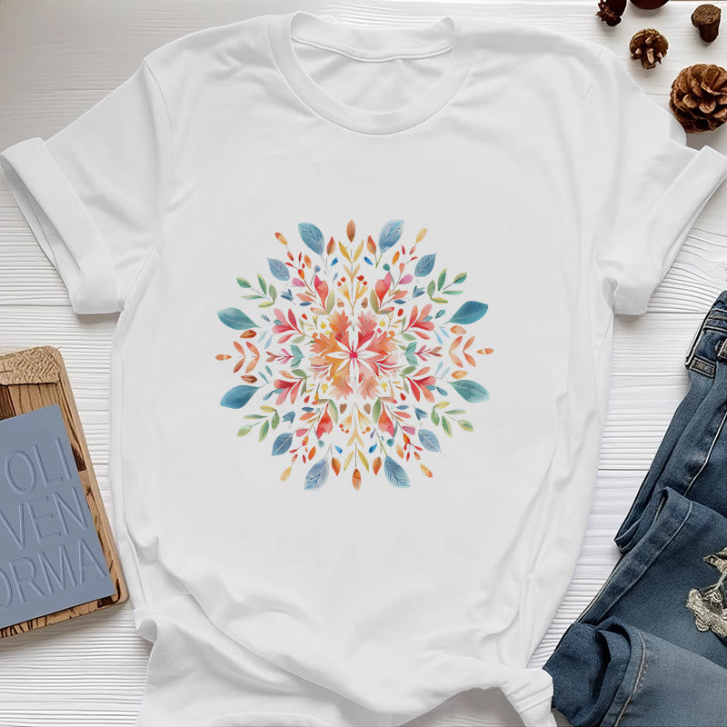 Olivenorma Mandala Blumen Frühling T-Shirt