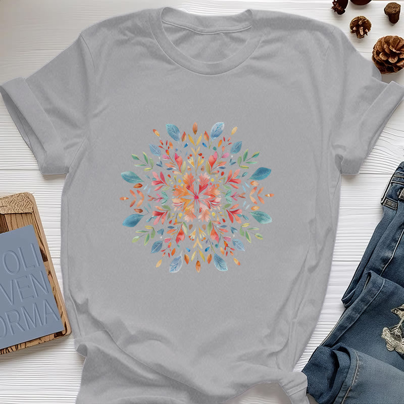 Olivenorma Mandala Blumen Frühling T-Shirt