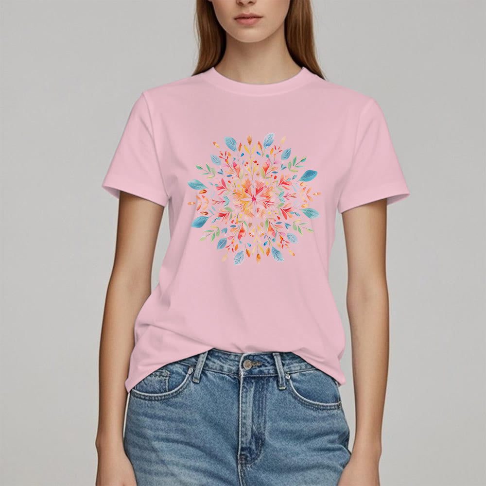Olivenorma Mandala Blumen Frühling T-Shirt