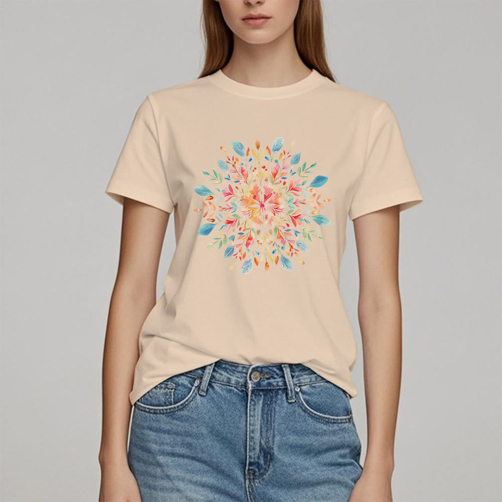 Olivenorma Mandala Blumen Frühling T-Shirt