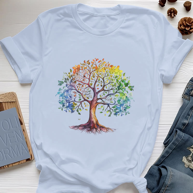 Olivenorma Chakra Bunter Lebensbaum T-Shirt