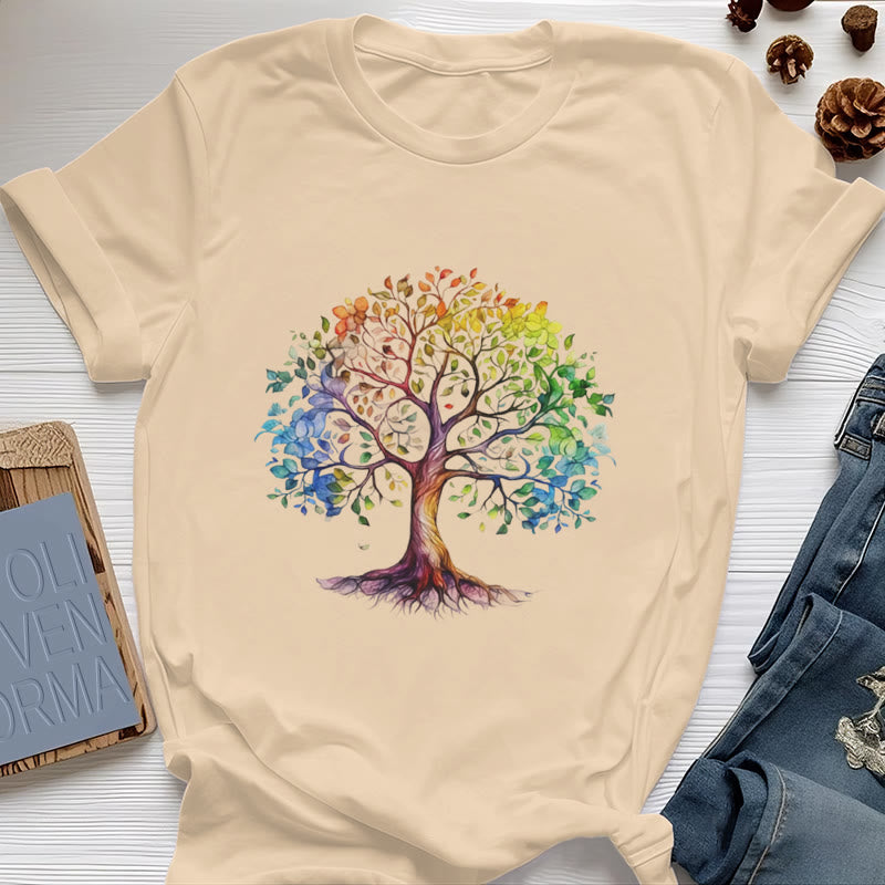 Olivenorma Chakra Bunter Lebensbaum T-Shirt