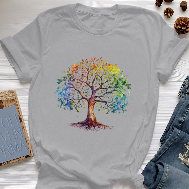 Olivenorma Chakra Bunter Lebensbaum T-Shirt