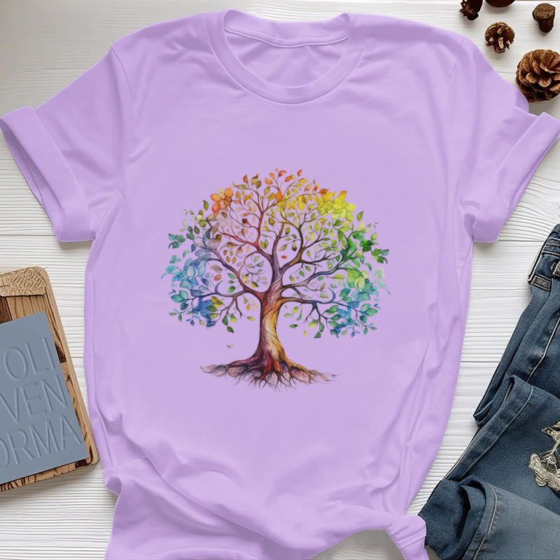 Olivenorma Chakra Bunter Lebensbaum T-Shirt