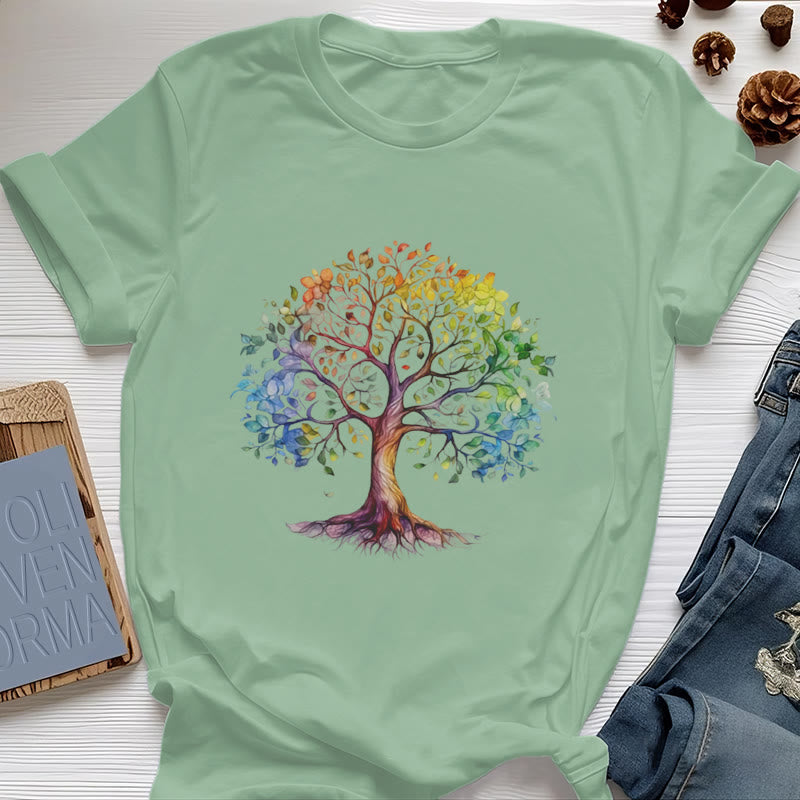 Olivenorma Chakra Bunter Lebensbaum T-Shirt