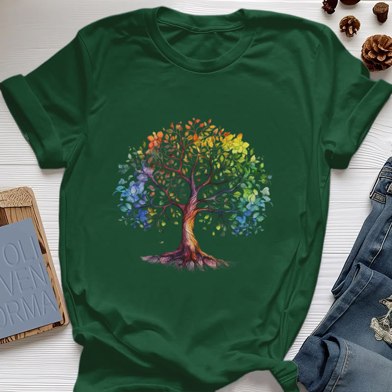 Olivenorma Chakra Bunter Lebensbaum T-Shirt