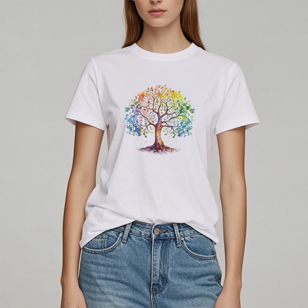 Olivenorma Chakra Bunter Lebensbaum T-Shirt