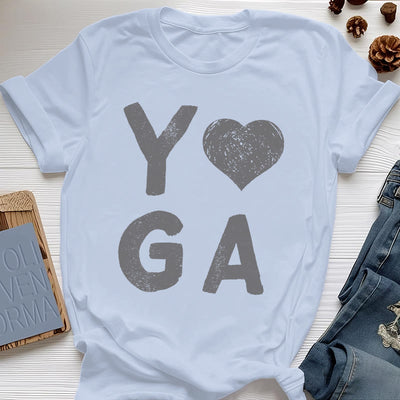 Olivenorma – Yoga-T-Shirt mit Herz-Print