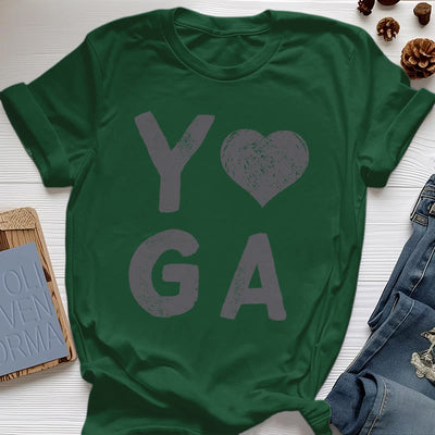 Olivenorma – Yoga-T-Shirt mit Herz-Print