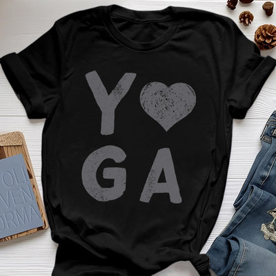 Olivenorma – Yoga-T-Shirt mit Herz-Print