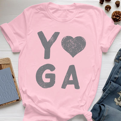 Olivenorma – Yoga-T-Shirt mit Herz-Print