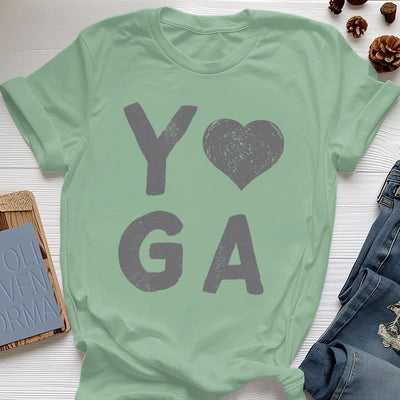 Olivenorma – Yoga-T-Shirt mit Herz-Print
