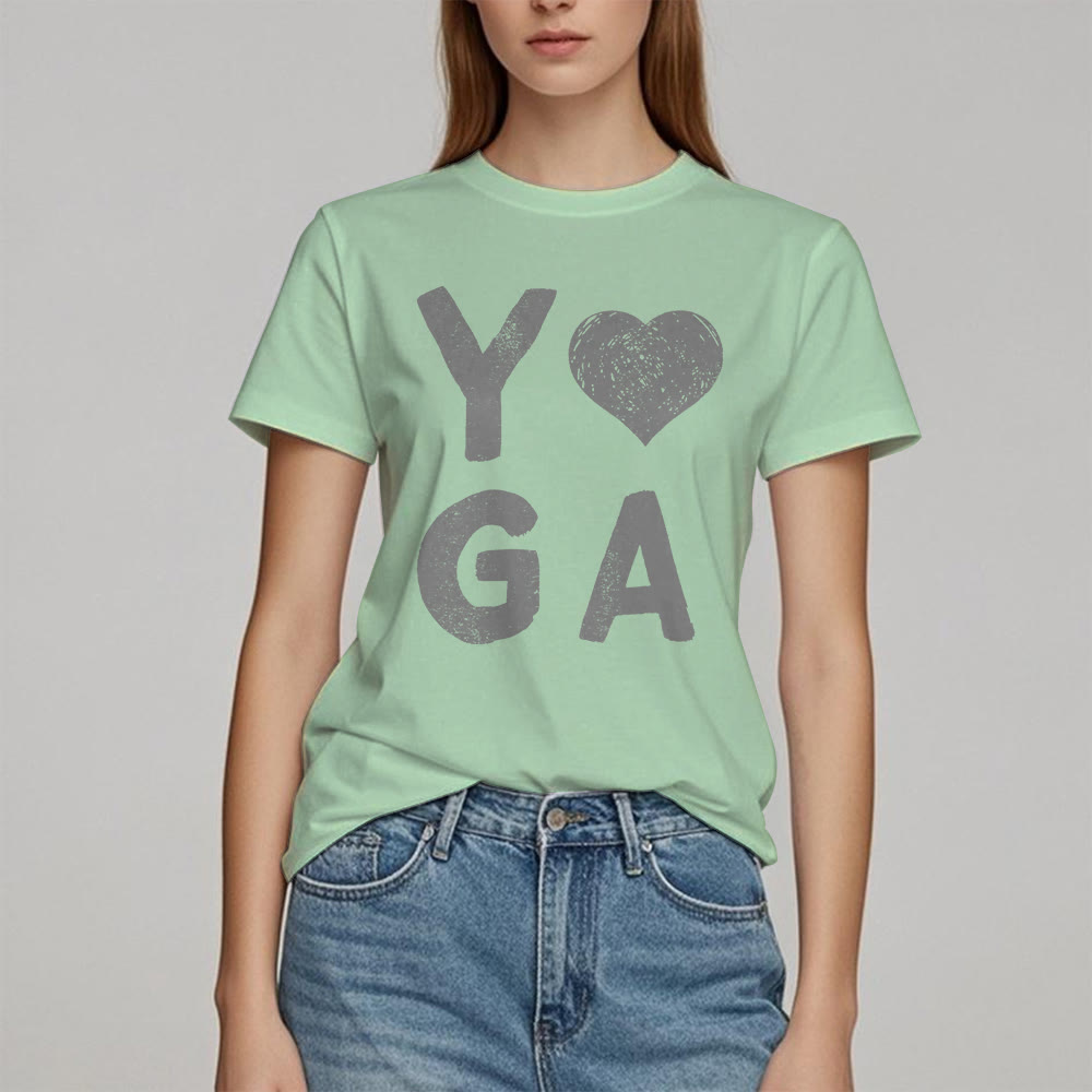 Olivenorma – Yoga-T-Shirt mit Herz-Print