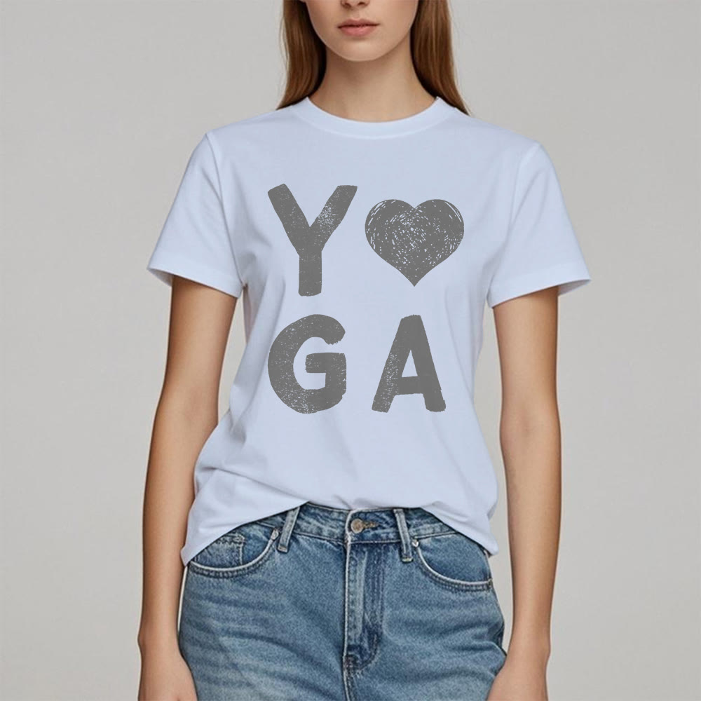 Olivenorma – Yoga-T-Shirt mit Herz-Print