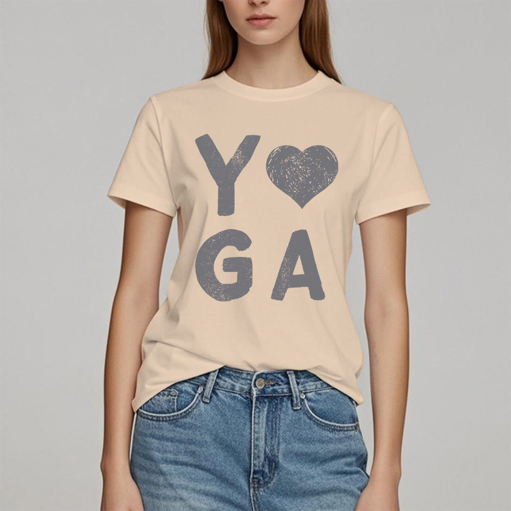 Olivenorma – Yoga-T-Shirt mit Herz-Print