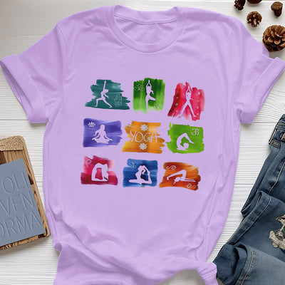 Olivenorma Yoga Posen Bunter Druck T-Shirt