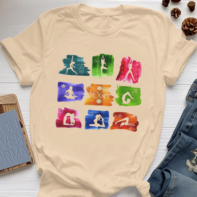 Olivenorma Yoga Posen Bunter Druck T-Shirt