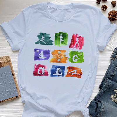 Olivenorma Yoga Posen Bunter Druck T-Shirt