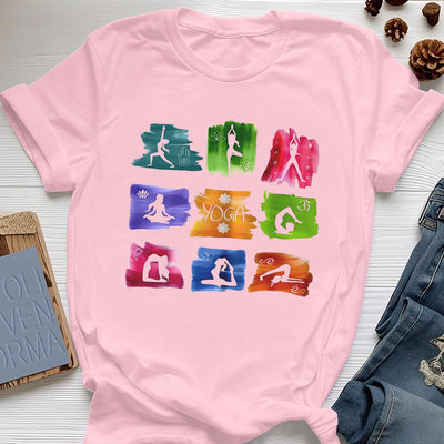 Olivenorma Yoga Posen Bunter Druck T-Shirt
