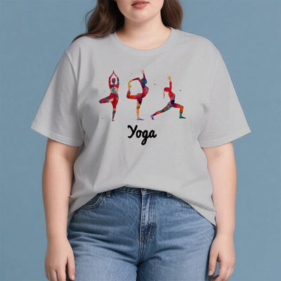 Olivenorma Yoga Posen Bunter Druck Damen T-Shirt