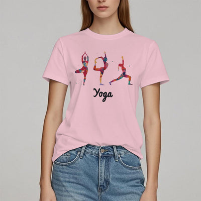 Olivenorma Yoga Posen Bunter Druck Damen T-Shirt