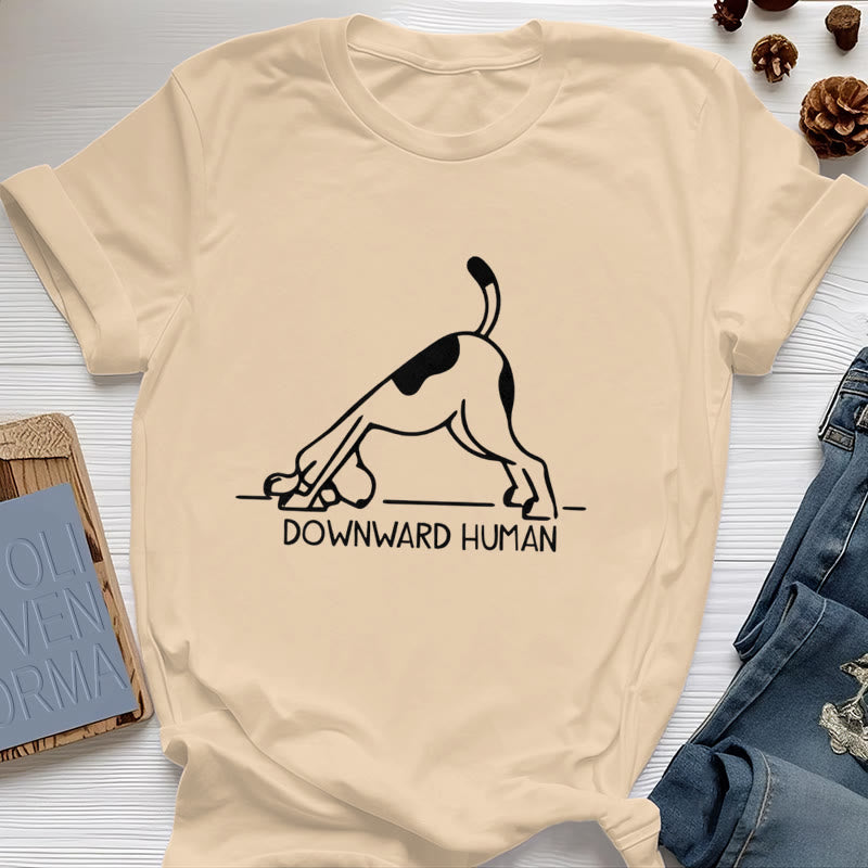 Olivenorma T-Shirt mit Hunde-Yoga-Meditations-Print