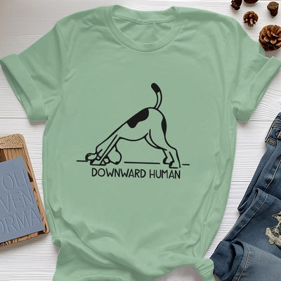 Olivenorma T-Shirt mit Hunde-Yoga-Meditations-Print