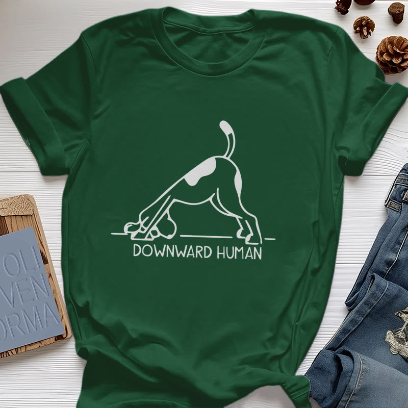 Olivenorma T-Shirt mit Hunde-Yoga-Meditations-Print