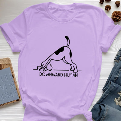 Olivenorma T-Shirt mit Hunde-Yoga-Meditations-Print