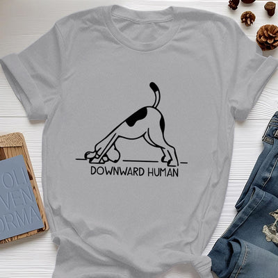 Olivenorma T-Shirt mit Hunde-Yoga-Meditations-Print