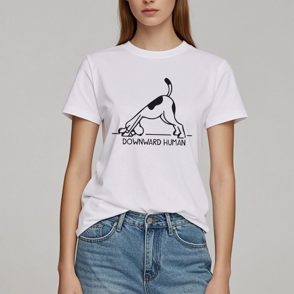 Olivenorma T-Shirt mit Hunde-Yoga-Meditations-Print