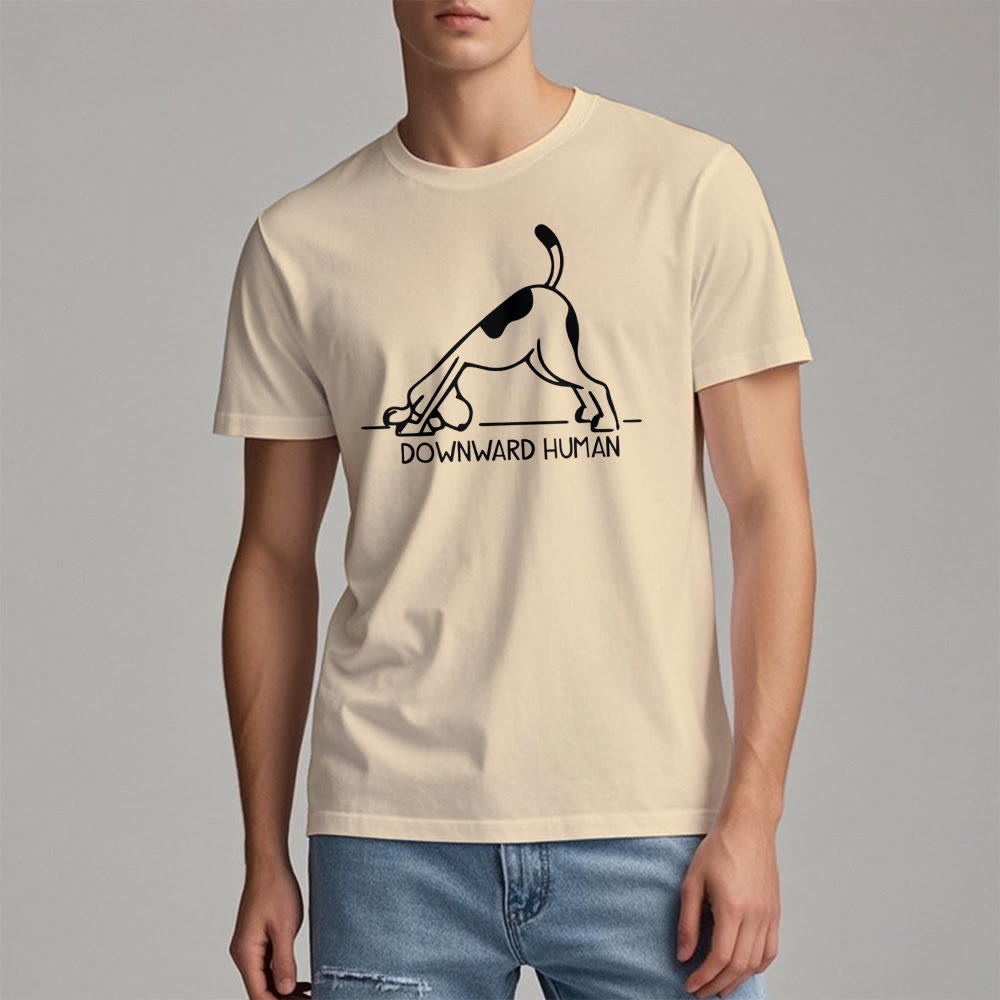Olivenorma T-Shirt mit Hunde-Yoga-Meditations-Print