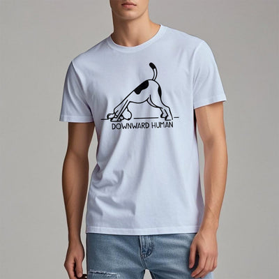 Olivenorma T-Shirt mit Hunde-Yoga-Meditations-Print