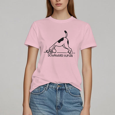 Olivenorma T-Shirt mit Hunde-Yoga-Meditations-Print