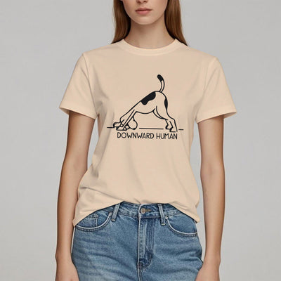 Olivenorma T-Shirt mit Hunde-Yoga-Meditations-Print