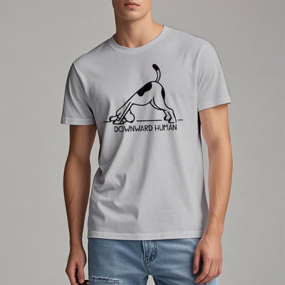 Olivenorma T-Shirt mit Hunde-Yoga-Meditations-Print