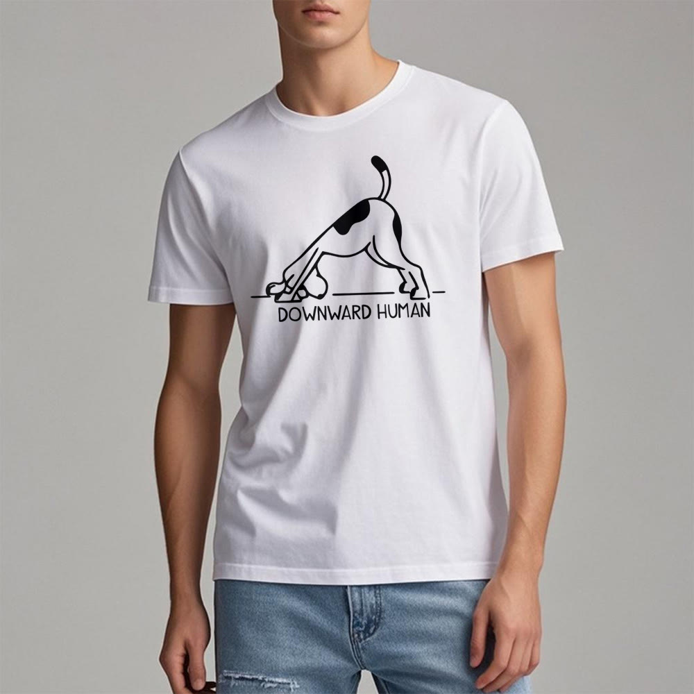 Olivenorma T-Shirt mit Hunde-Yoga-Meditations-Print