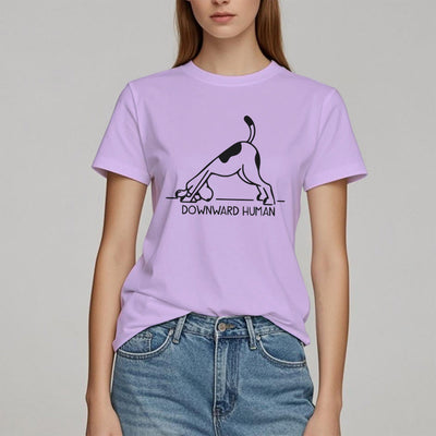 Olivenorma T-Shirt mit Hunde-Yoga-Meditations-Print