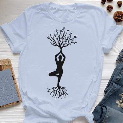 Olivenorma Verwurzelte Yoga-Baum-Pose T-Shirt